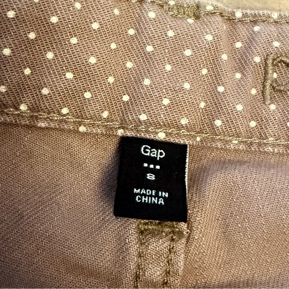 GAP Tan w White Polka Dots Premium Skinny Jeans Mid-Rise Stretch -Sz 8- - Picture 4 of 5